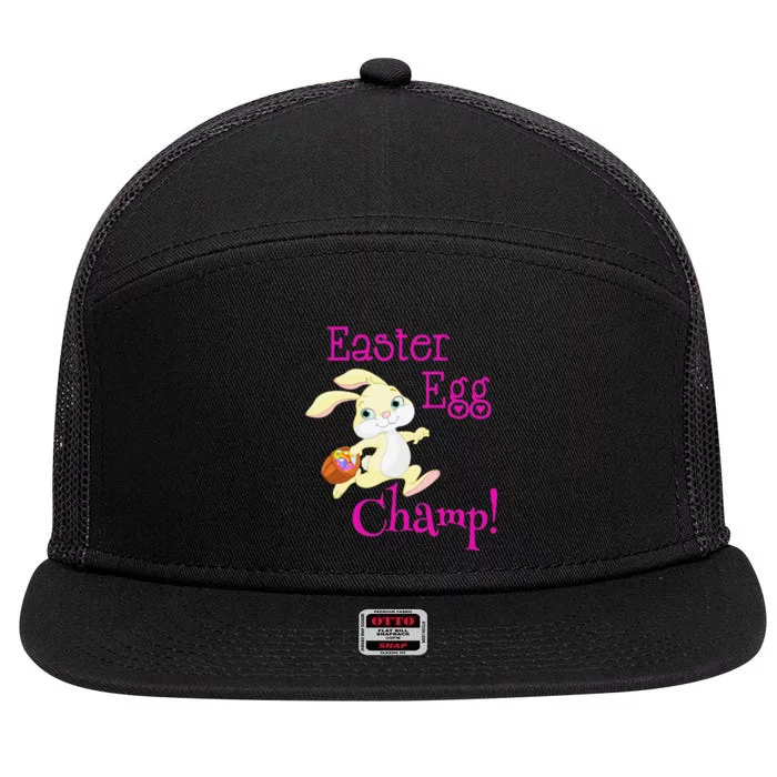 Cute Easter Bunny Easter Egg Champ Spring Easter 7 Panel Mesh Trucker Snapback Hat