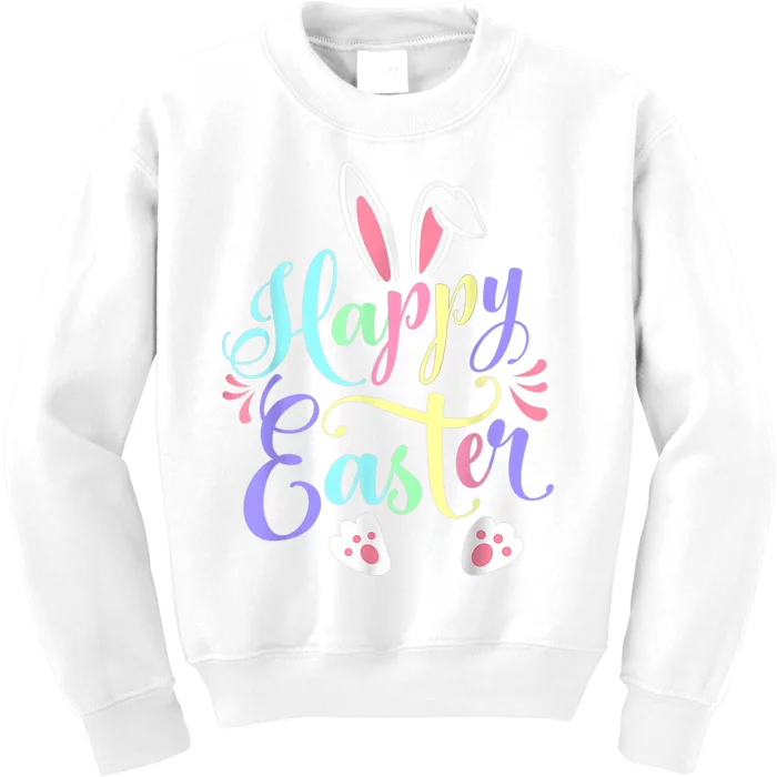 Cute Easter Bunny Face Funny Happy Easter Day Wo Girl Kids Sweatshirt