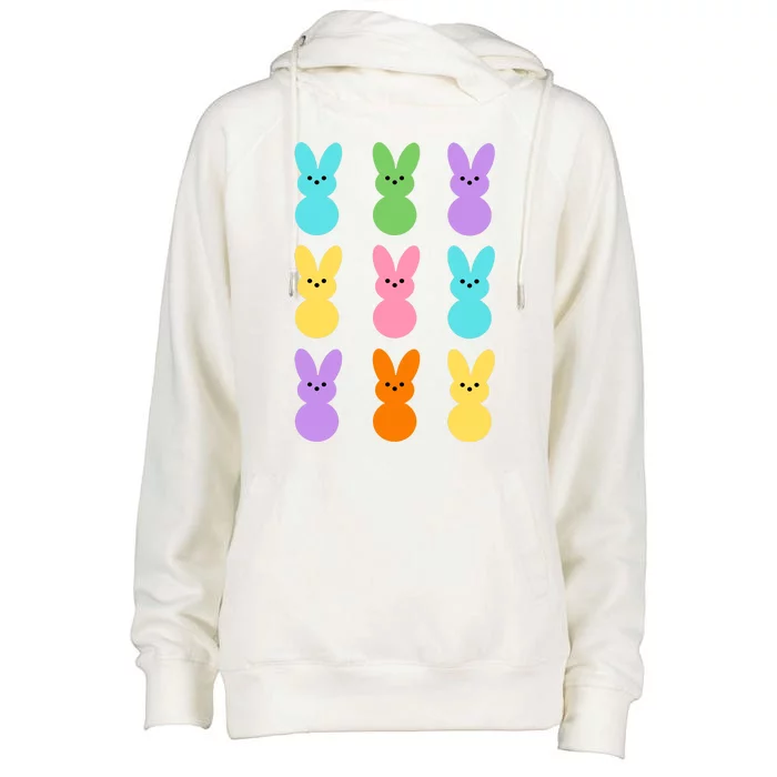 Colorful Easter Bunny Holiday Womens Funnel Neck Pullover Hood