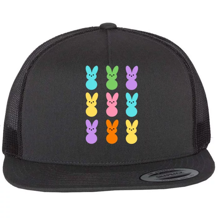 Colorful Easter Bunny Holiday Flat Bill Trucker Hat