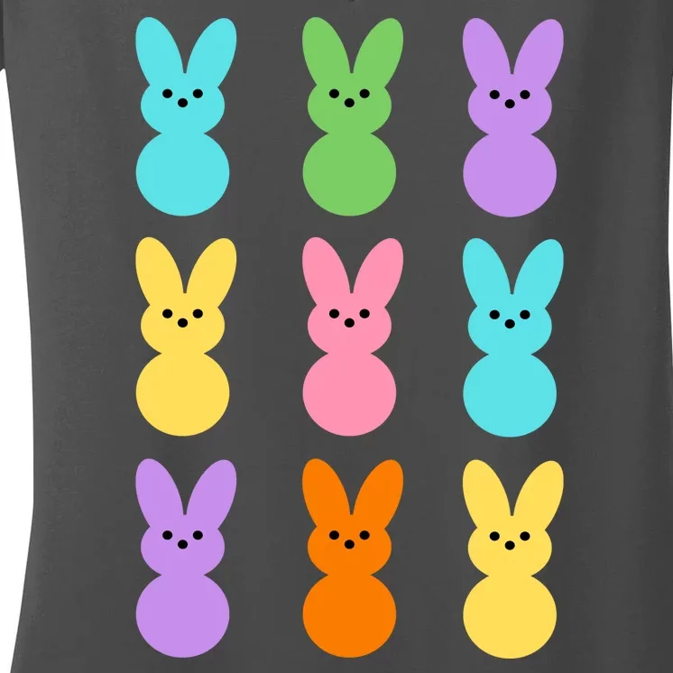 Colorful Easter Bunny Holiday Women's V-Neck T-Shirt