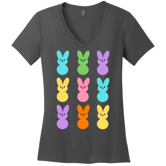 Colorful Easter Bunny Holiday Women's V-Neck T-Shirt