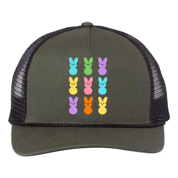 Colorful Easter Bunny Holiday Retro Rope Trucker Hat Cap