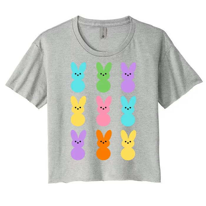 Colorful Easter Bunny Holiday Women's Crop Top Tee