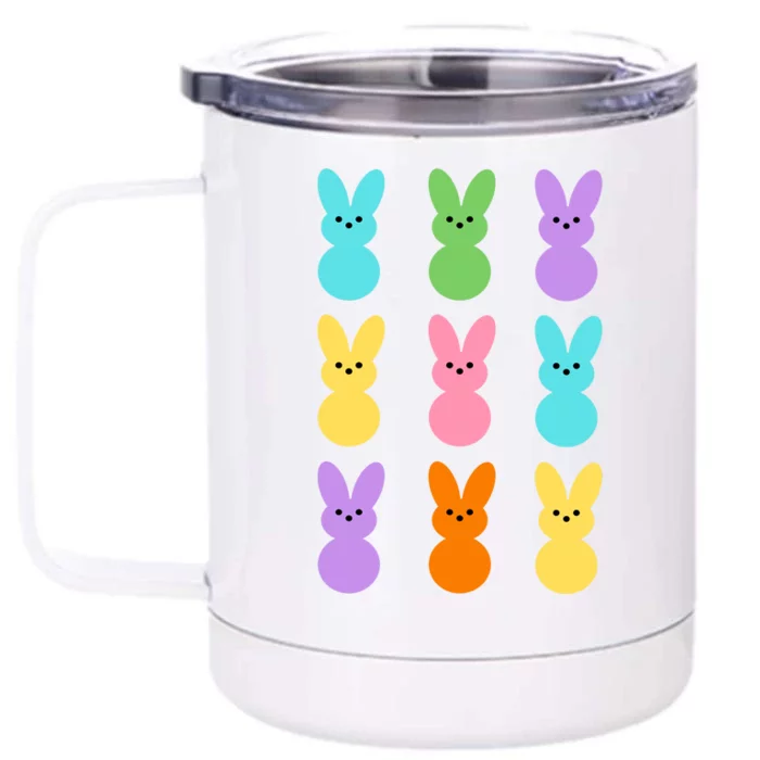 Colorful Easter Bunny Holiday Front & Back 12oz Stainless Steel Tumbler Cup