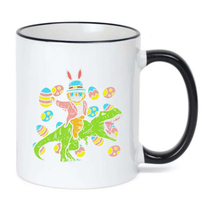 Cat Easter Bunny Riding Dino Trex Egg Hunt Dinosaur Black Color Changing Mug