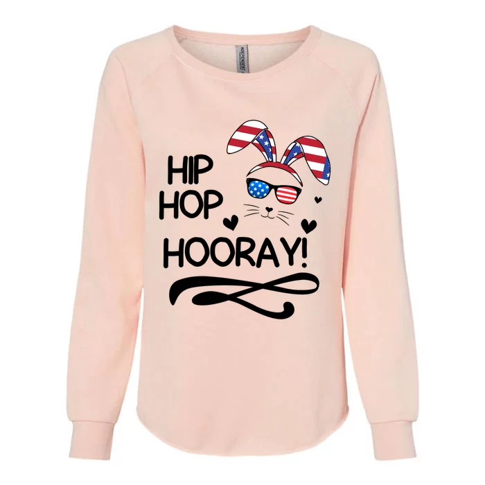 Cute Easter Bunny Love Bunnies And Usa Flag Funny Gift Womens California Wash Sweatshirt