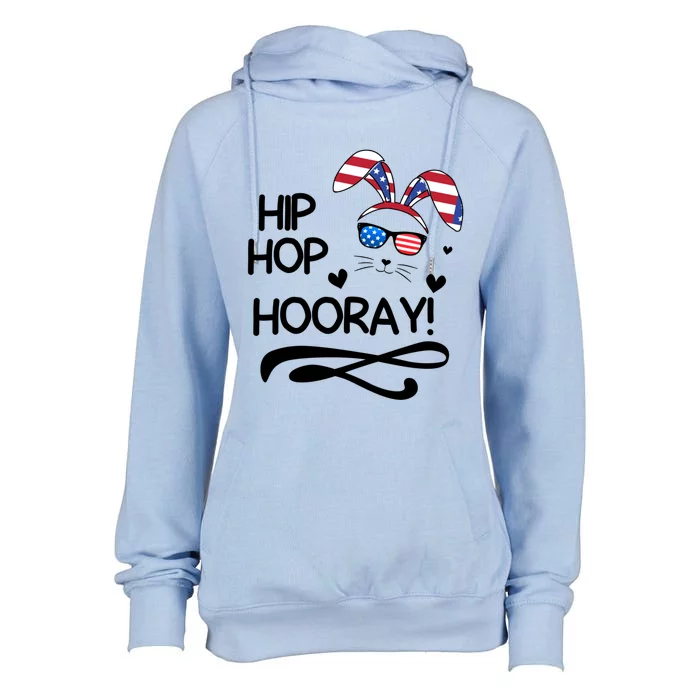 Cute Easter Bunny Love Bunnies And Usa Flag Funny Gift Womens Funnel Neck Pullover Hood