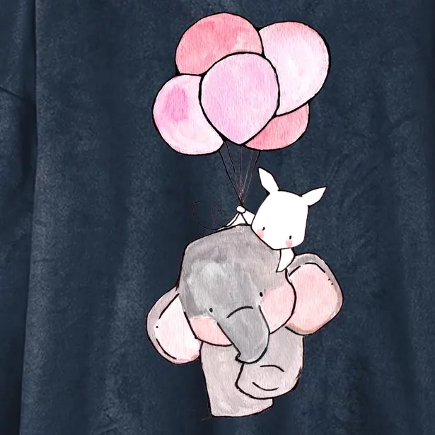 Cute Elephant Balloons Birthday Gift Hooded Wearable Blanket