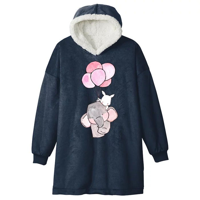 Cute Elephant Balloons Birthday Gift Hooded Wearable Blanket