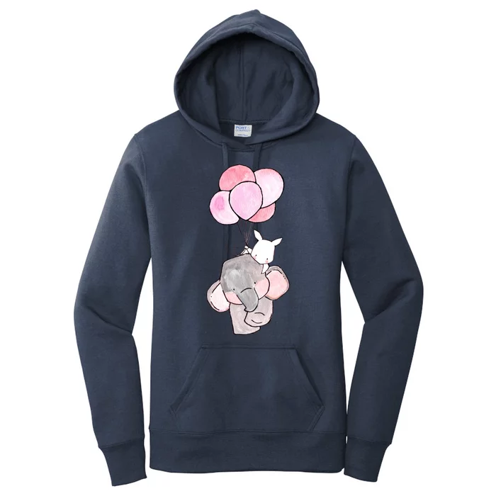 Cute Elephant Balloons Birthday Gift Women's Pullover Hoodie