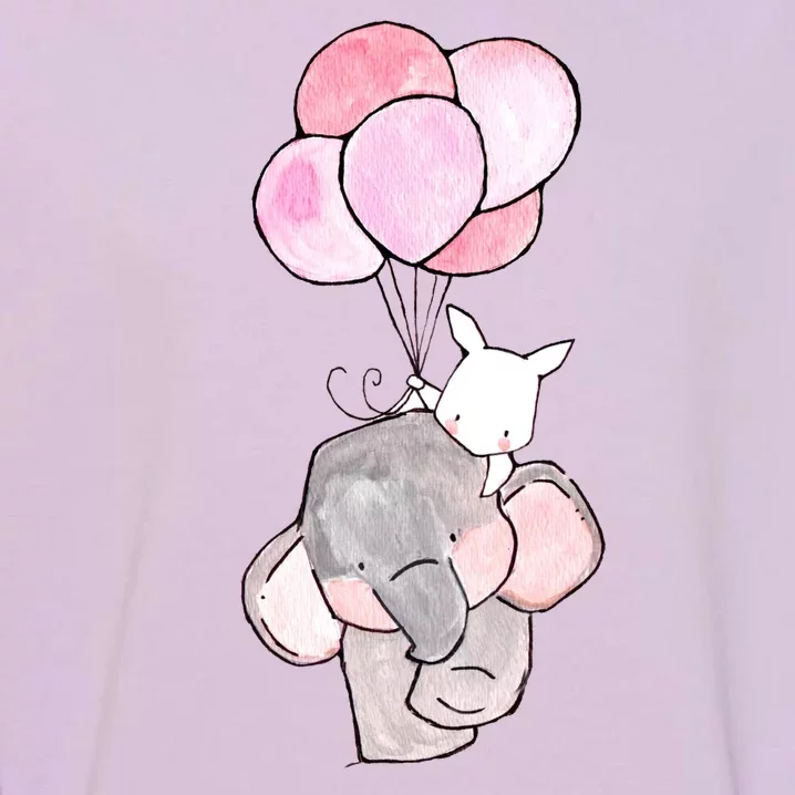 Cute Elephant Balloons Birthday Gift Garment-Dyed Sweatshirt