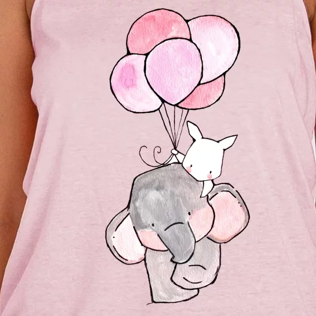 Cute Elephant Balloons Birthday Gift Women's Knotted Racerback Tank