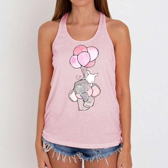 Cute Elephant Balloons Birthday Gift Women's Knotted Racerback Tank