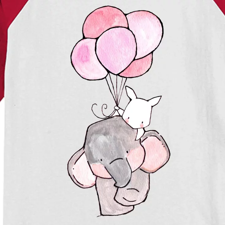 Cute Elephant Balloons Birthday Gift Kids Colorblock Raglan Jersey