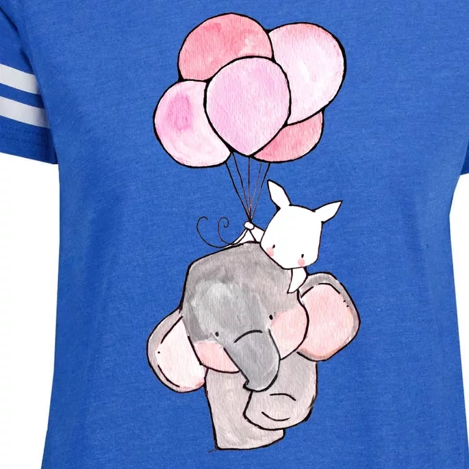 Cute Elephant Balloons Birthday Gift Enza Ladies Jersey Football T-Shirt