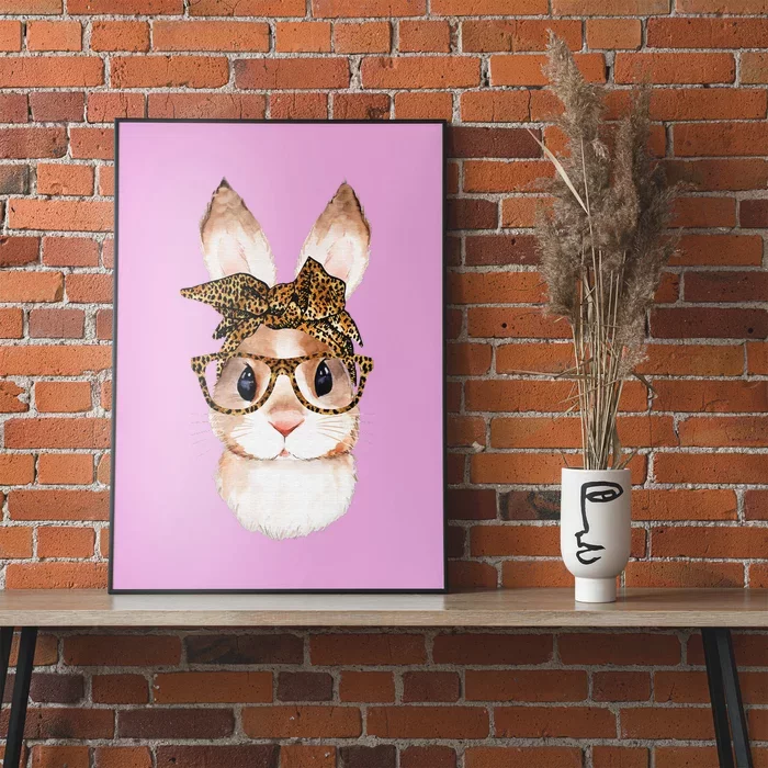 Cute Easter Bunny Mom Easter Leopard Year of the Rabbit Poster