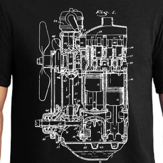 Car Engine Blueprint Car Auto Mechanic Garage Engineer Pajama Set