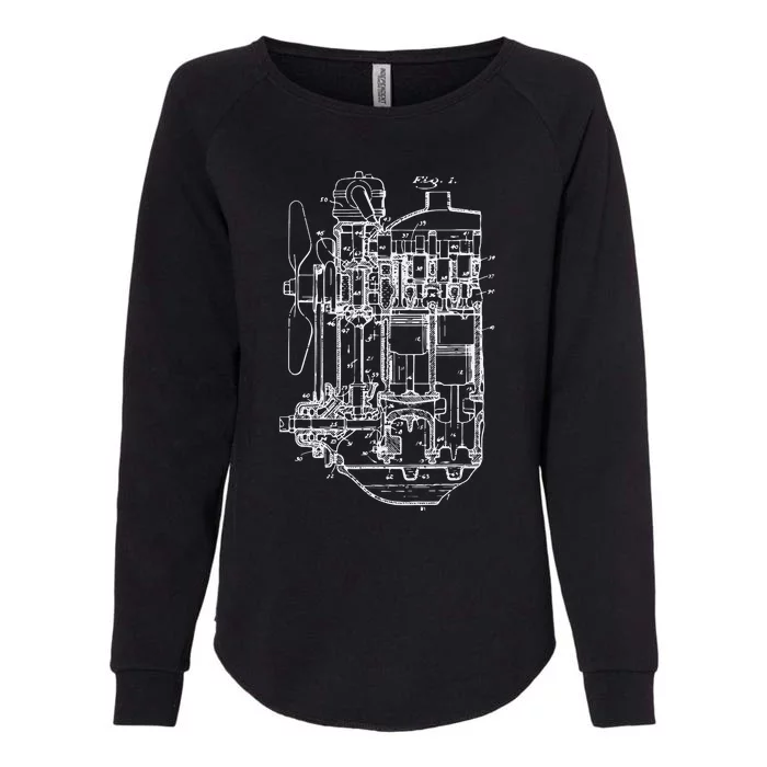 Car Engine Blueprint Car Auto Mechanic Garage Engineer Womens California Wash Sweatshirt