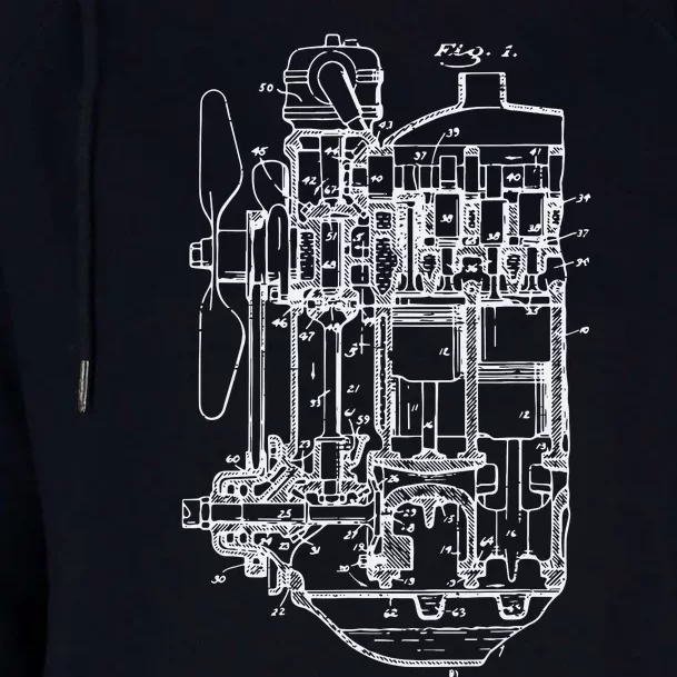 Car Engine Blueprint Car Auto Mechanic Garage Engineer Womens Funnel Neck Pullover Hood