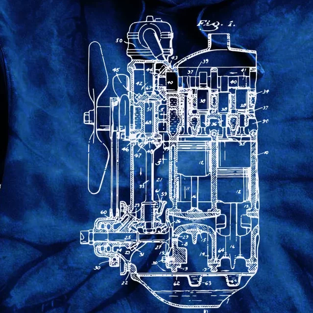 Car Engine Blueprint Car Auto Mechanic Garage Engineer Tie Dye Hoodie