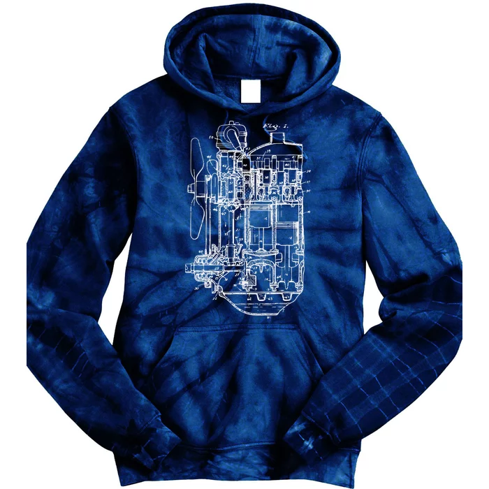 Car Engine Blueprint Car Auto Mechanic Garage Engineer Tie Dye Hoodie