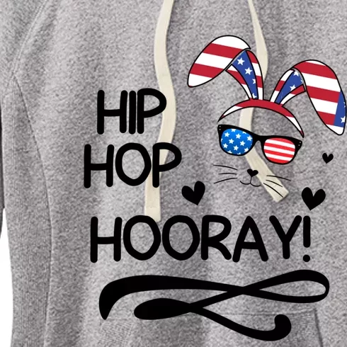 Cute Easter Bunny Love Bunnies And Usa Flag Funny Gift Women's Fleece Hoodie