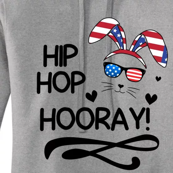 Cute Easter Bunny Love Bunnies And Usa Flag Funny Gift Women's Pullover Hoodie