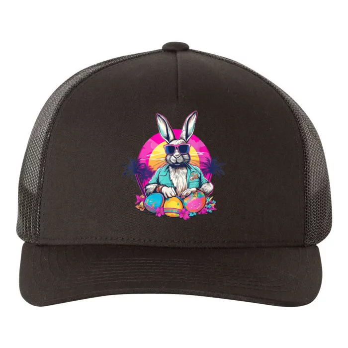 Cute Easter Bunny Retro Miami Look Colourful Eggs Yupoong Adult 5-Panel Trucker Hat