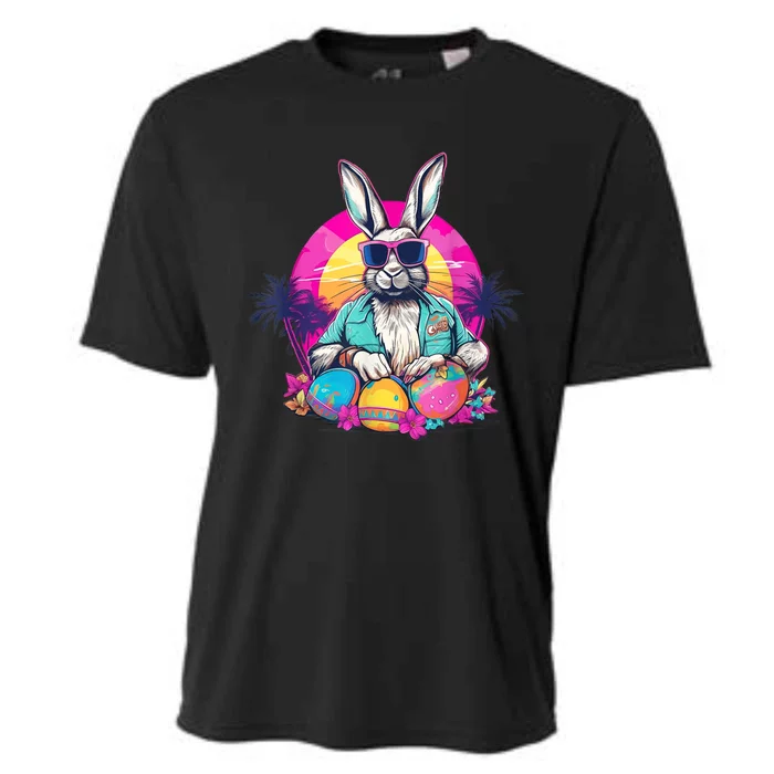 Cute Easter Bunny Retro Miami Look Colourful Eggs Cooling Performance Crew T-Shirt