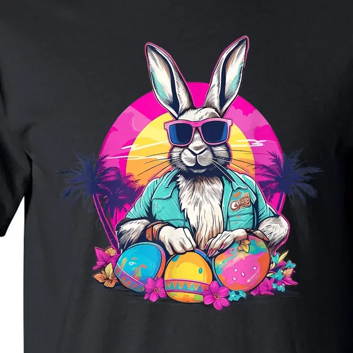 Cute Easter Bunny Retro Miami Look Colourful Eggs Tall T-Shirt