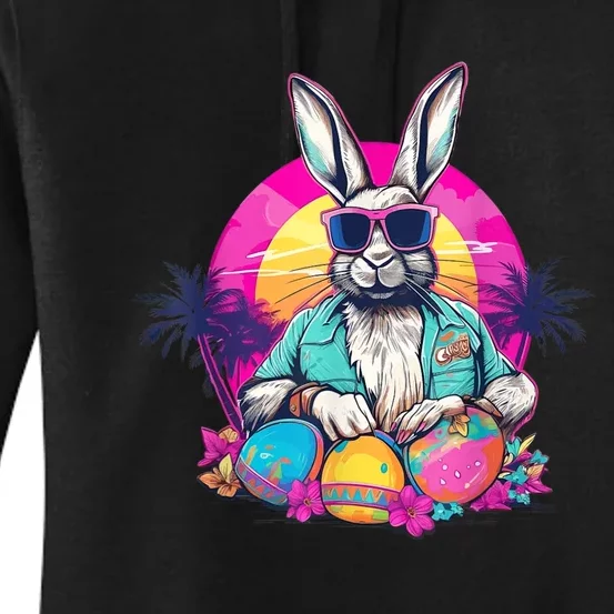 Cute Easter Bunny Retro Miami Look Colourful Eggs Women's Pullover Hoodie