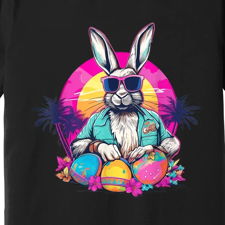 Cute Easter Bunny Retro Miami Look Colourful Eggs Premium T-Shirt