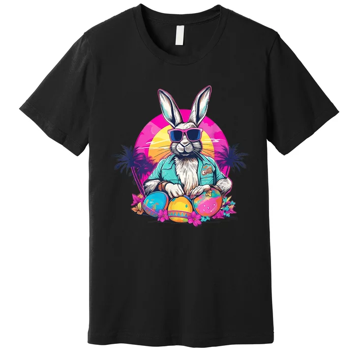 Cute Easter Bunny Retro Miami Look Colourful Eggs Premium T-Shirt