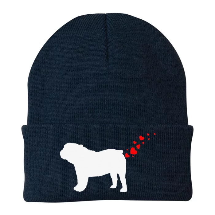 Cute English Bulldog Owner Valentines Day Heart Dog Farts Gift Knit Cap Winter Beanie