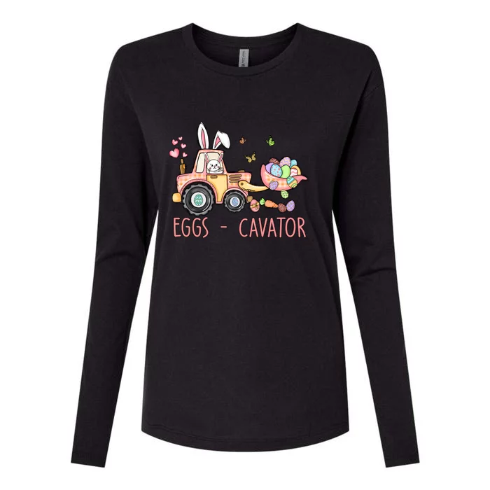 Eggs Cavator Easter Bunny Excavator Cute Toodler Womens Cotton Relaxed Long Sleeve T-Shirt