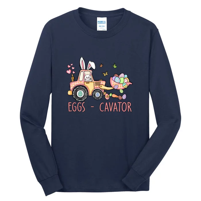 Eggs Cavator Easter Bunny Excavator Cute Toodler Tall Long Sleeve T-Shirt