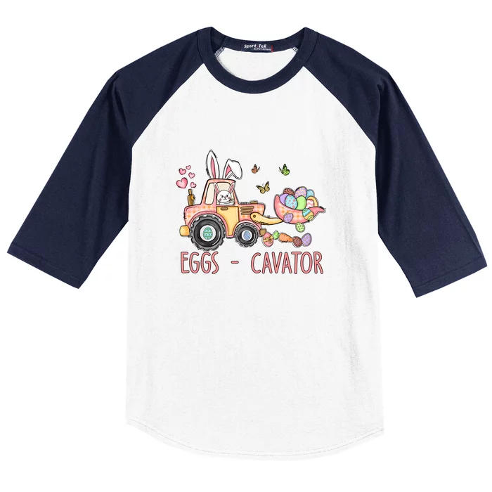 Eggs Cavator Easter Bunny Excavator Cute Toodler Baseball Sleeve Shirt