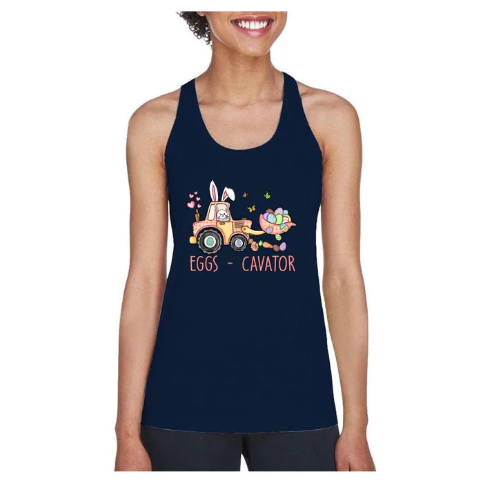 Eggs Cavator Easter Bunny Excavator Cute Toodler Women's Racerback Tank