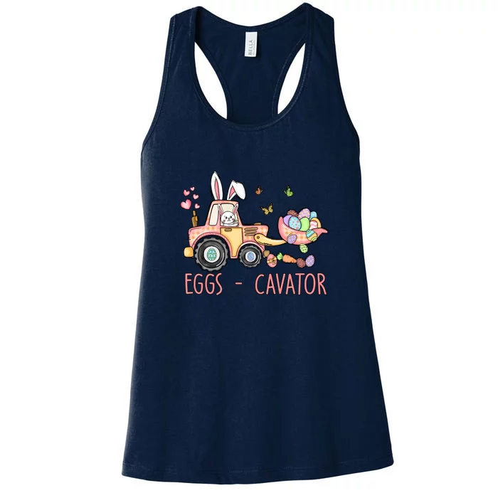 Eggs Cavator Easter Bunny Excavator Cute Toodler Women's Racerback Tank