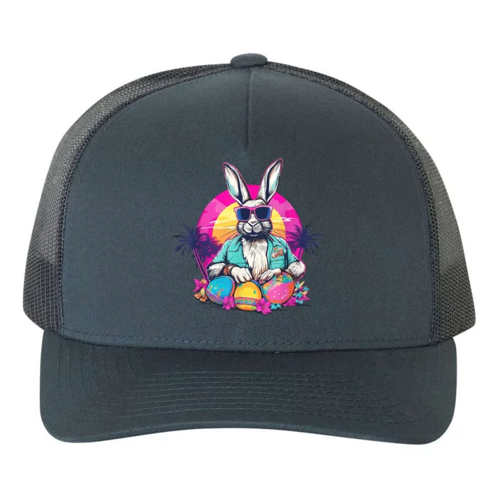 Cute Easter Bunny Retro Miami Look Colourful Eggs Yupoong Adult 5-Panel Trucker Hat