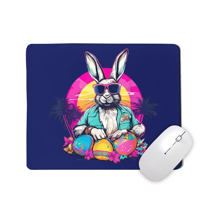 Cute Easter Bunny Retro Miami Look Colourful Eggs Mousepad