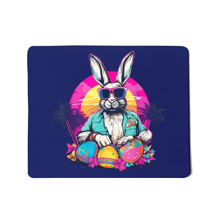 Cute Easter Bunny Retro Miami Look Colourful Eggs Mousepad