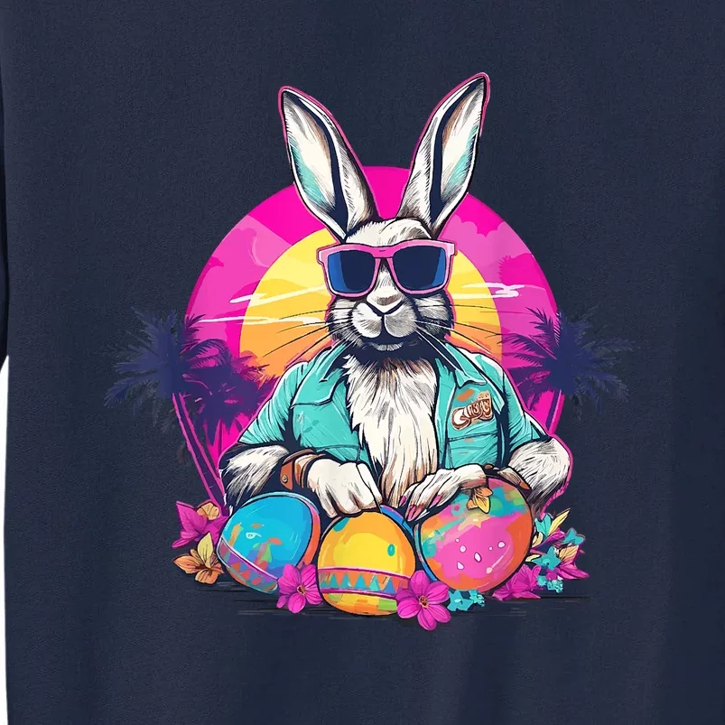 Cute Easter Bunny Retro Miami Look Colourful Eggs Tall Sweatshirt