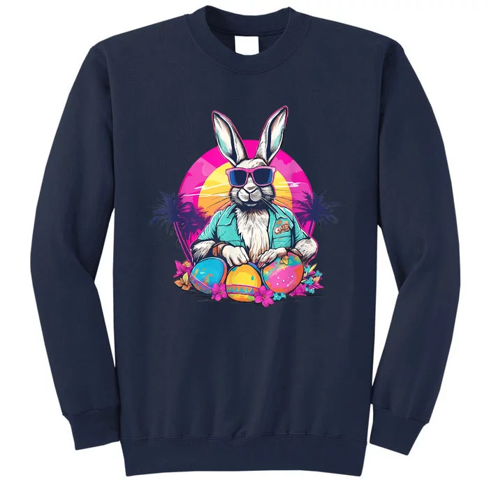 Cute Easter Bunny Retro Miami Look Colourful Eggs Tall Sweatshirt