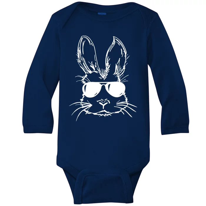 Cool Easter Bunny Sunglass Baby Long Sleeve Bodysuit