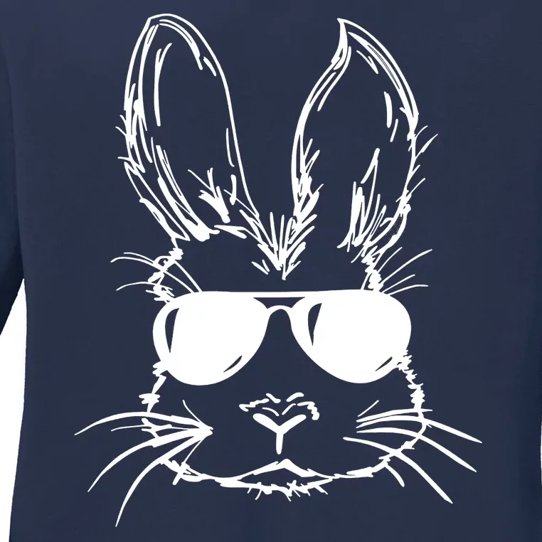 Cool Easter Bunny Sunglass Ladies Long Sleeve Shirt