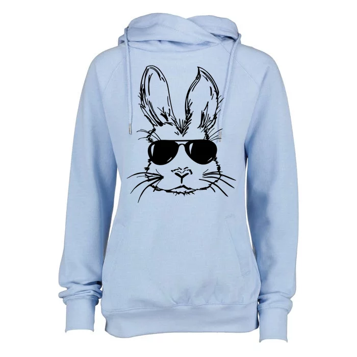 Cool Easter Bunny Sunglass Womens Funnel Neck Pullover Hood