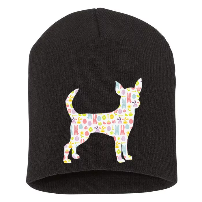 Chihuahua Easter Bunny Dog Silhouette Short Acrylic Beanie