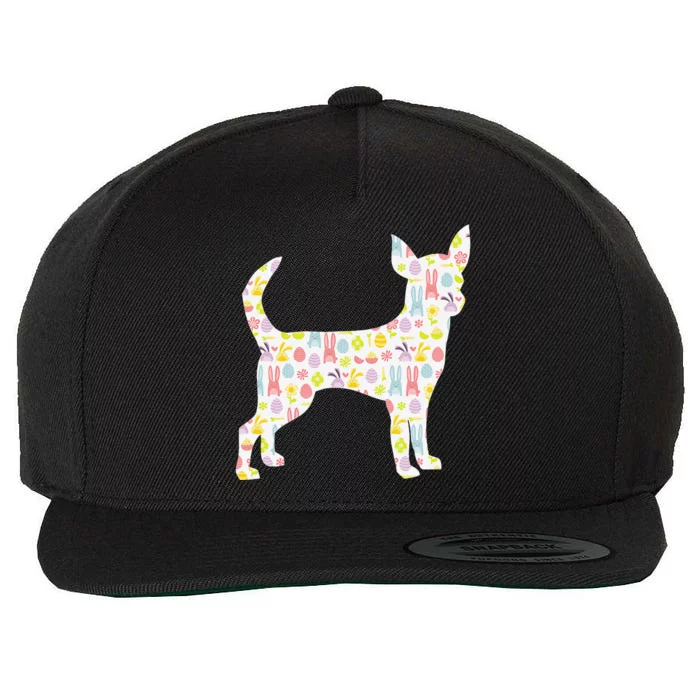 Chihuahua Easter Bunny Dog Silhouette Wool Snapback Cap